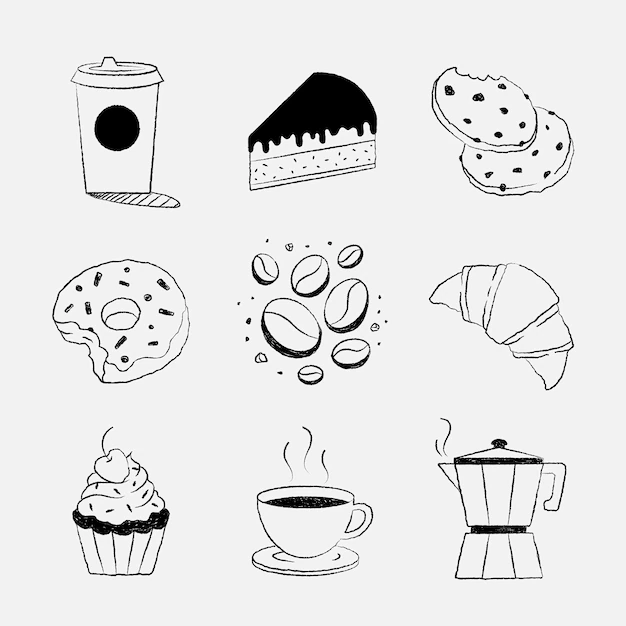 Free Vector | Coffee & cake design doodle vector set