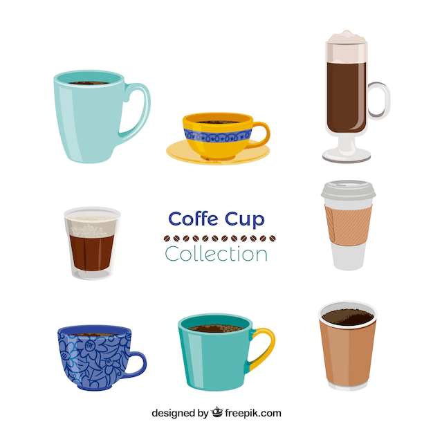 Free Vector | Coffee cup set of eight
