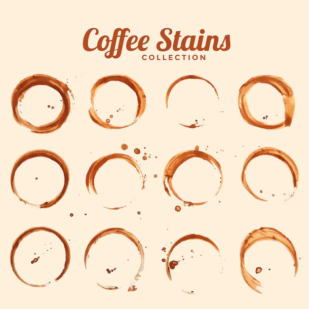 Free Vector | Coffee glass stain texture set of twelve