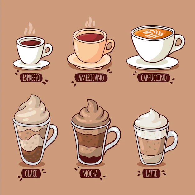 Free Vector | Coffee types illustration collection