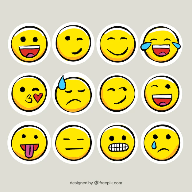 Free Vector | Collection of emoticon stickers in hand-drawn style