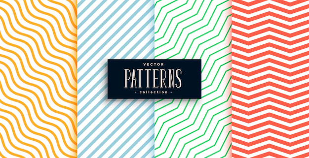 Free Vector | Collection of geometric minimal lines pattern set