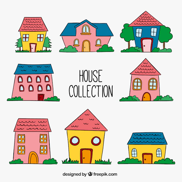 Free Vector | Collection of hand drawn beautiful houses