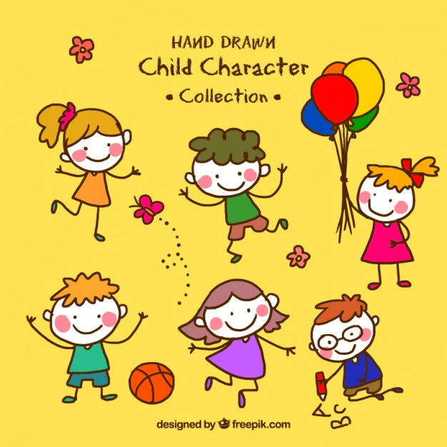 Free Vector | Collection of hand-drawn funny kids