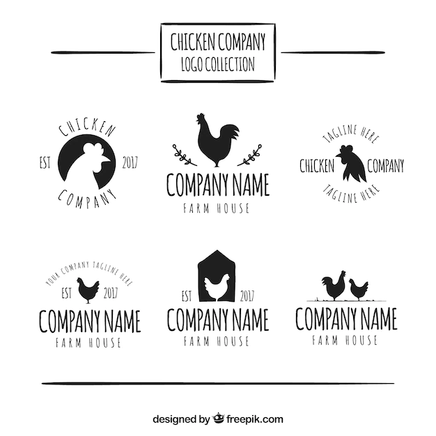 Free Vector | Collection of hand-drawn logos of chicken company