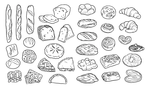 Free Vector | Collection of handrawn elements for bakery