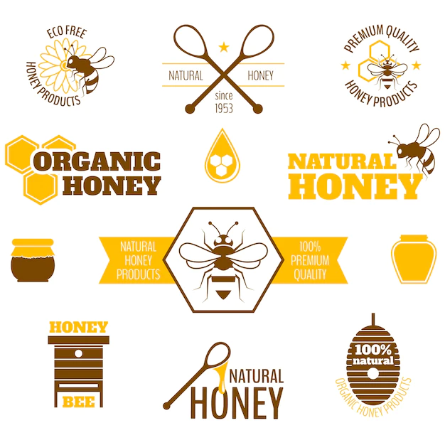 Free Vector | Collection of honey labels in flat design