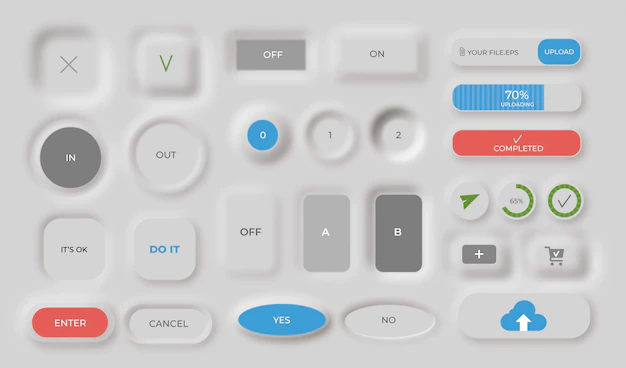 Free Vector | Collection of neumorphic buttons