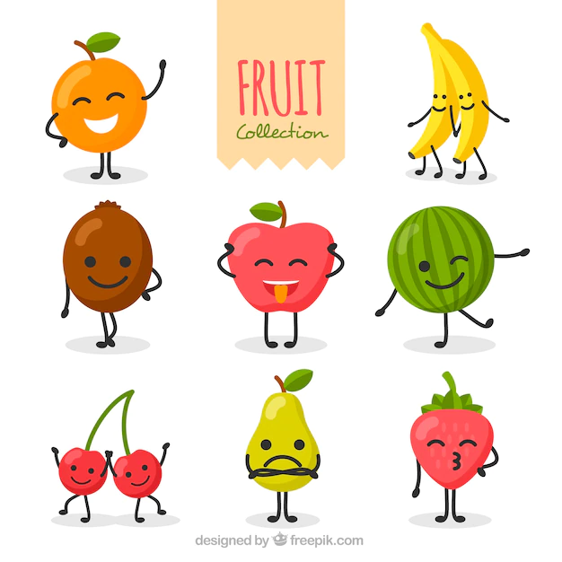Free Vector | Collection of nice fruit characters