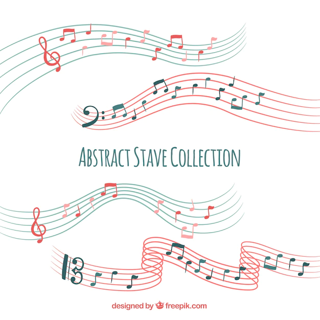 Free Vector | Collection of pentagram with musical notes