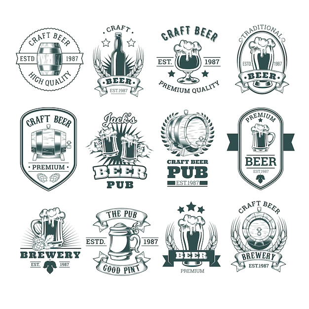 Free Vector | Collection of retro beer emblems, badges, stickers