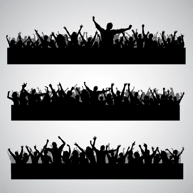 Free Vector | Collection of three different party crowd silhouettes