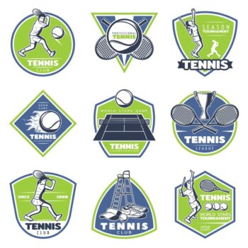 Free Vector | Colored vintage tennis emblems set