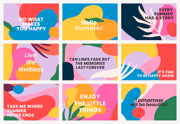 Free Vector | Colorful banner template vector with motivational quote set