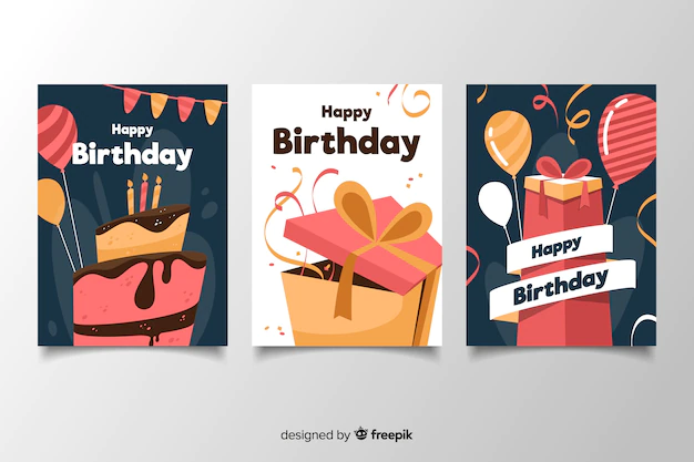 Free Vector | Colorful birthday card pack in flat design