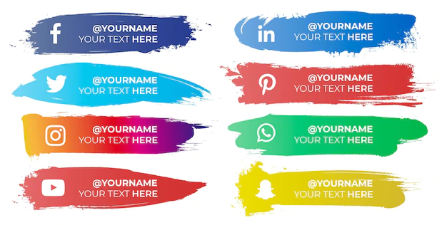 Free Vector | Colorful brushstrokes with social media icons