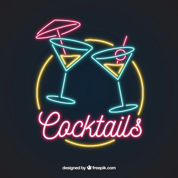 Free Vector | Colorful cocktail neon sign