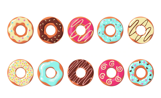 Free Vector | Colorful donuts set