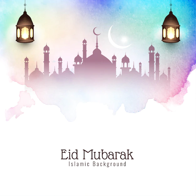 Free Vector | Colorful eid mubarak elegant decorative