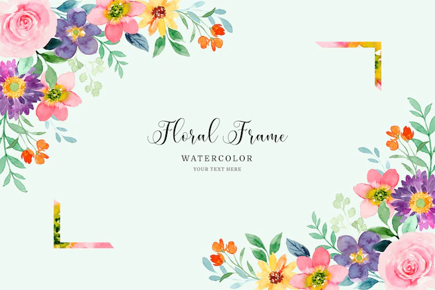 Free Vector | Colorful floral frame background with watercolor