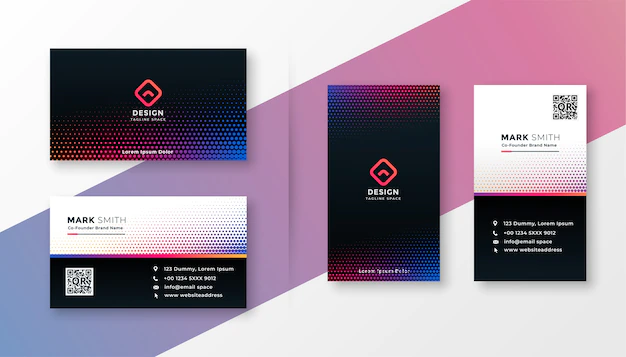 Free Vector | Colorful halftone style modern business card design