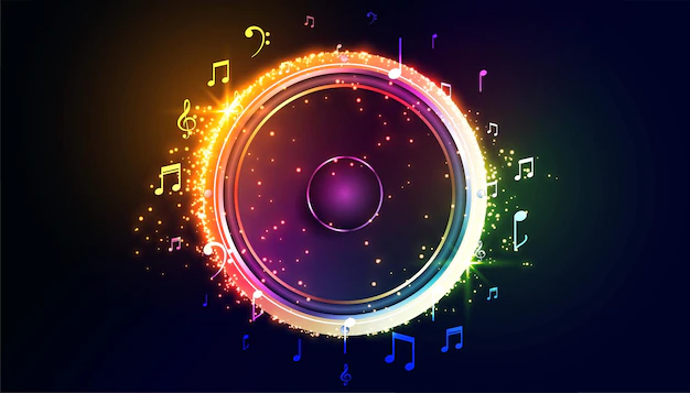Free Vector | Colorful music speaker with sound notes