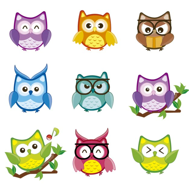 Free Vector | Colorful owls collection