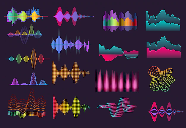 Free Vector | Colorful sound wave set