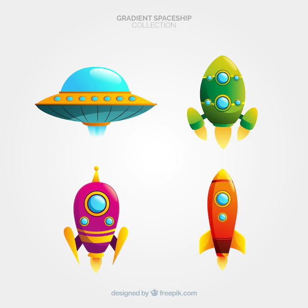 Free Vector | Colorful spaceship collection with gradient style