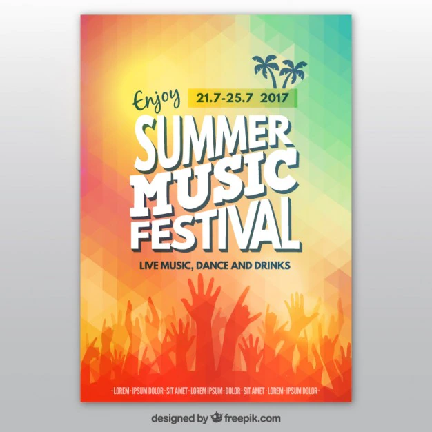 Free Vector | Colorful summer music festival poster