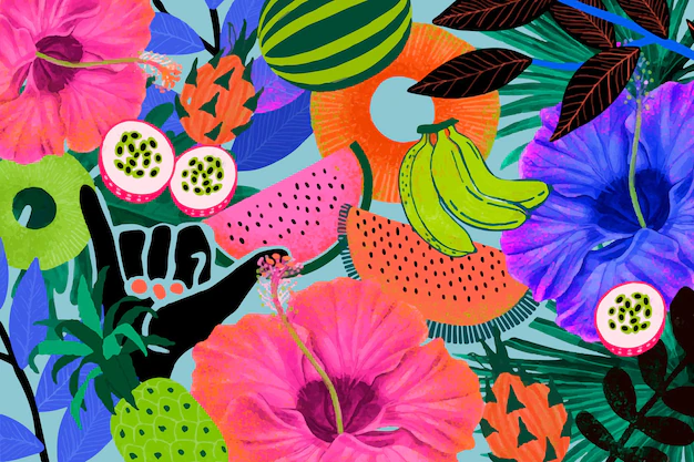 Free Vector | Colorful tropical pattern background