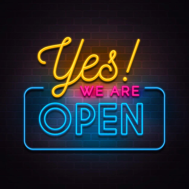 Free Vector | Colorful 'we are open' neon sign