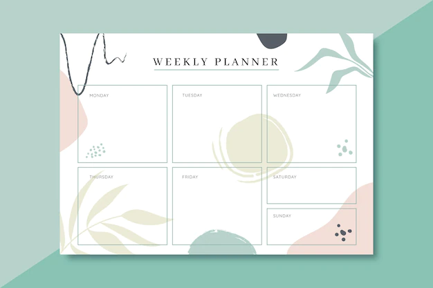 Free Vector | Colorful weekly planner template