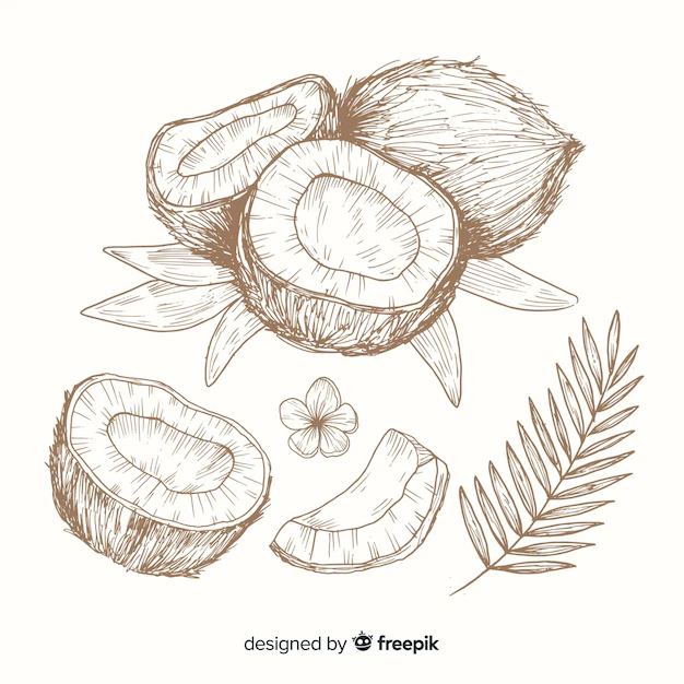 Free Vector | Colorless hand drawn coconut background