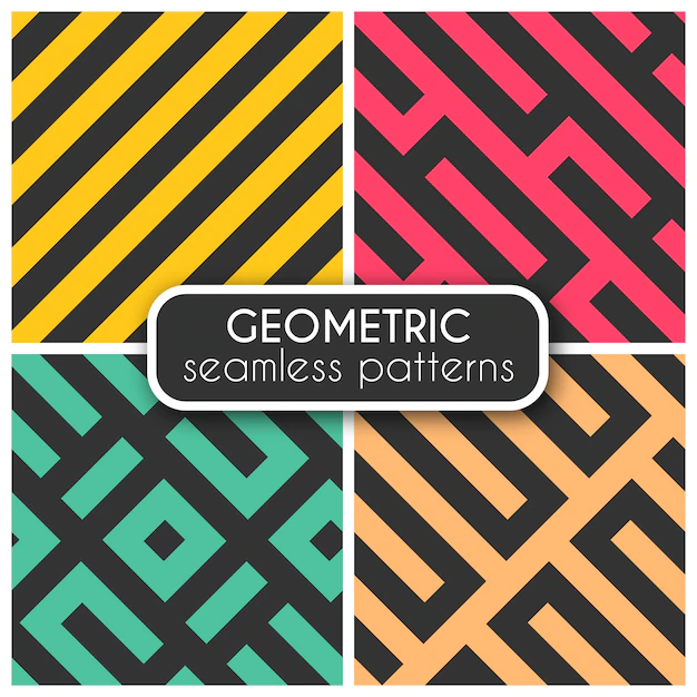 Free Vector | Coloured geometric seamless patterns