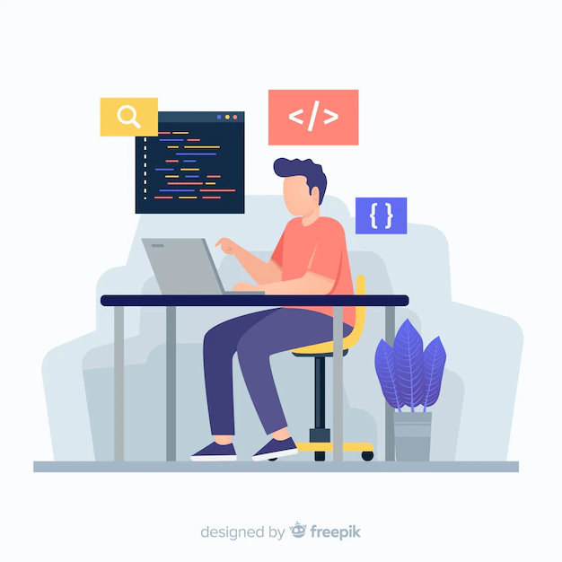 Free Vector | Colourful illustration of programmer working