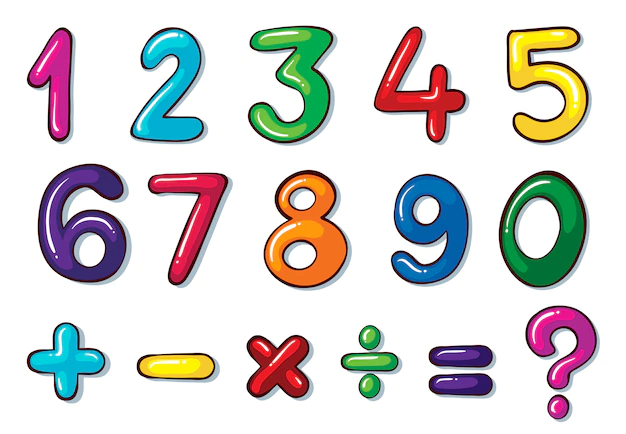 Free Vector | Colourful numbers and mathematical operations