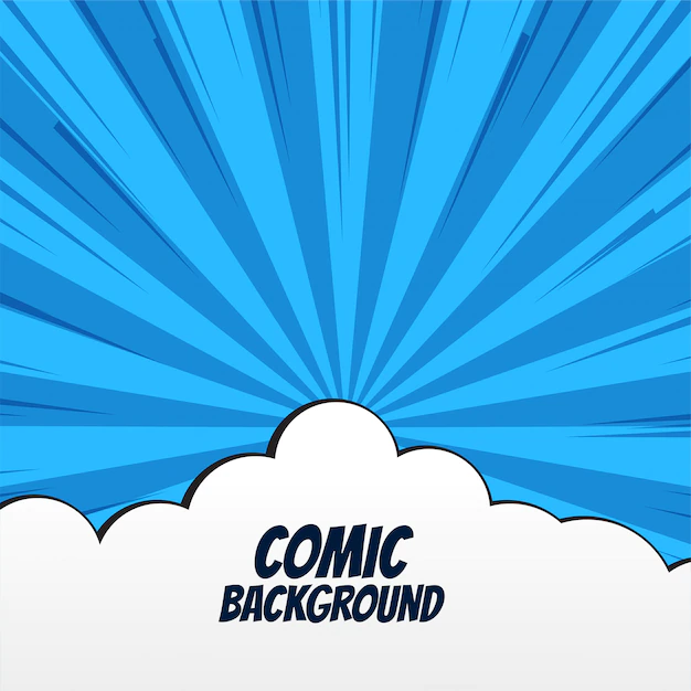Free Vector | Comic background with clouds and rays