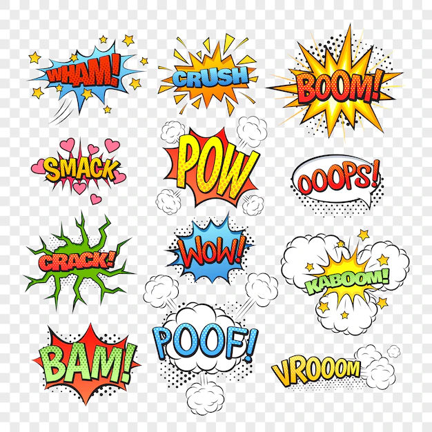 Free Vector | Comic speech bubbles set isolated on transparent background vector illustration