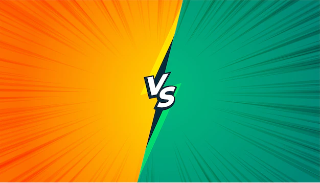 Free Vector | Comic style versus vs banner in yellow and turquoise color