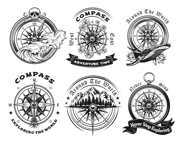 Free Vector | Compass emblems set