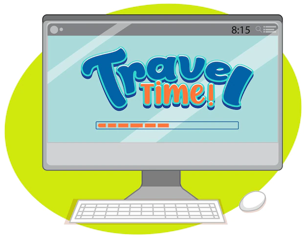 Free Vector | Computer monitor with travel time display