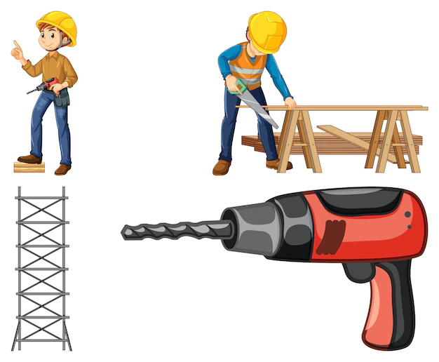 Free Vector | Construction worker set with man working