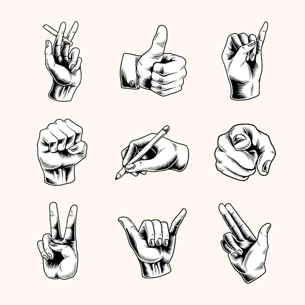 Free Vector | Cool hand gesture symbol set