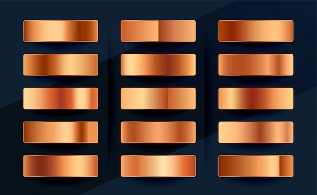 Free Vector | Copper or rose gold premium gradient swatches palette set