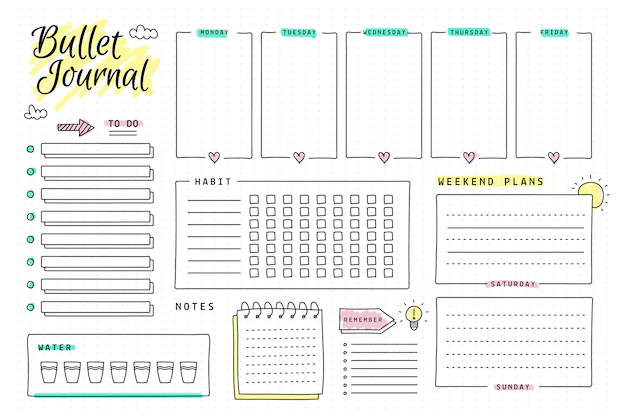 Free Vector | Copy space bullet journal planner template