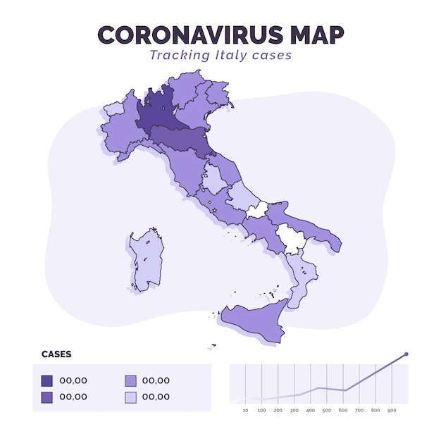 Free Vector | Coronavirus italy map infographic