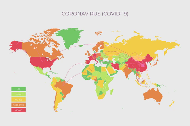 Free Vector | Coronavirus map with main countries infected