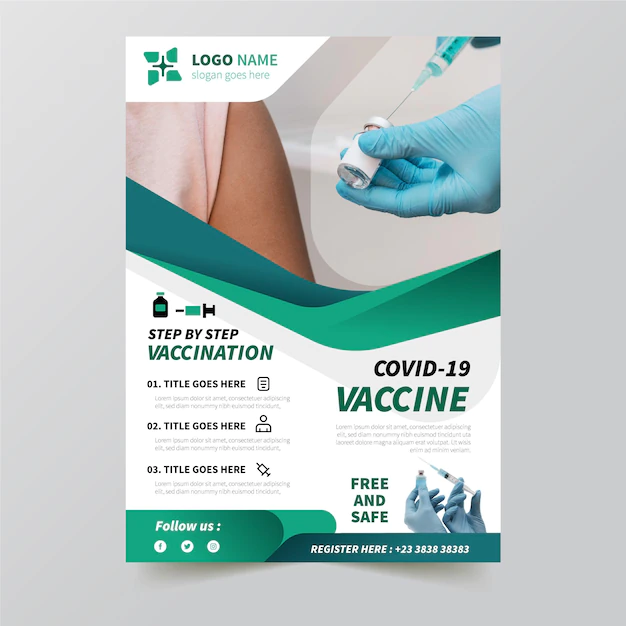 Free Vector | Coronavirus vaccination flat flyer template