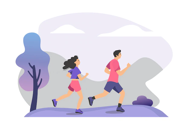 Free Vector | Couple practicing trail run training